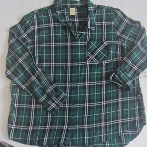 Faded Glory Green Plaid Shirt